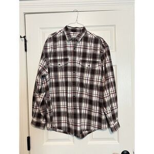 Eddie Bauer Plaid‎ Canvas Long Sleeve Button Up Shirt Mens Size Large - 287